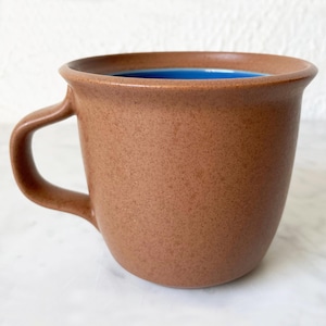 Dansk BLT Pottery Blue Mug 3-1/2&quot; Coffee Cup Thailand Brown/Blue Interior