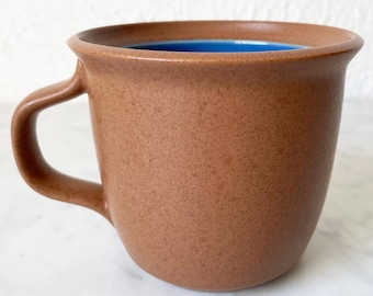 Dansk BLT Pottery Blue Mug 3-1/2" Coffee Cup Thailand Brown/Blue Interior