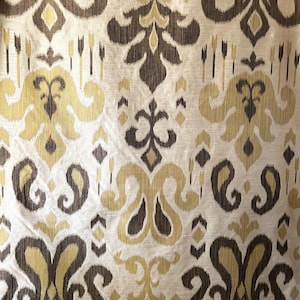 Damask Fabric Large Gold & Brown Fleur De Lis Print-56&quot; width x 106&quot;/2.94 yards