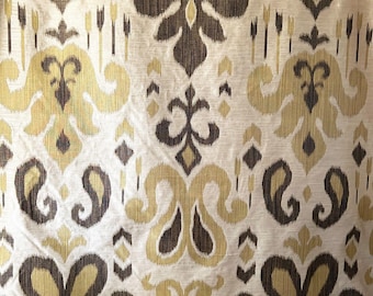 Damast Stoff Groß Gold & Braun Fleur De Lis Print-56 "breite x 106"/2.94 yards