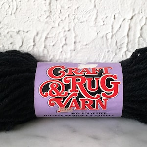 Vintage USA Kmart 100% Polyester Heavy Rug Yarn - 1 Skein Color Black #825