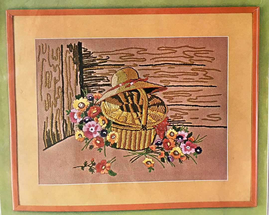 Vintage Bucilla Needlecraft Crewel Kit Summer Shadows #2241 Straw ...
