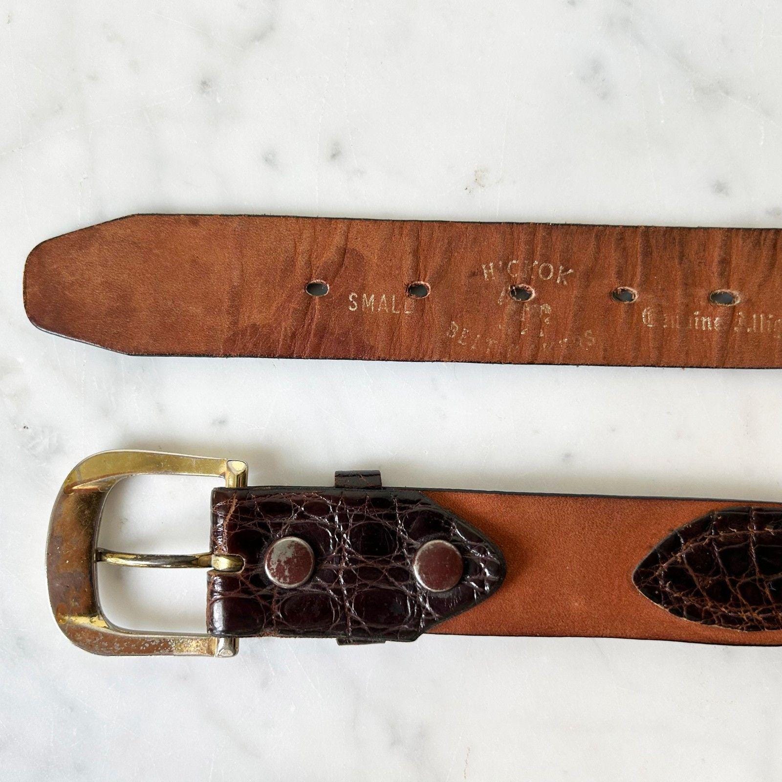 Hickok Brown Genuine Alligator/woven Fabric Belt-brass Buckle