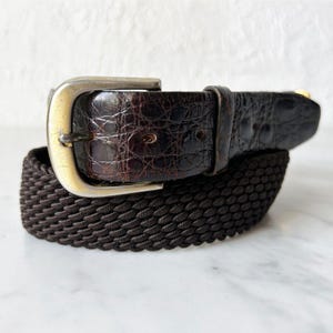 Hickok Brown Genuine Alligator/woven Fabric Belt-brass  display picture 1