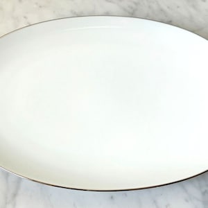Vintage Noritake Colony China Japan Oval Serving Platter White Platinum Trim 12&quot;