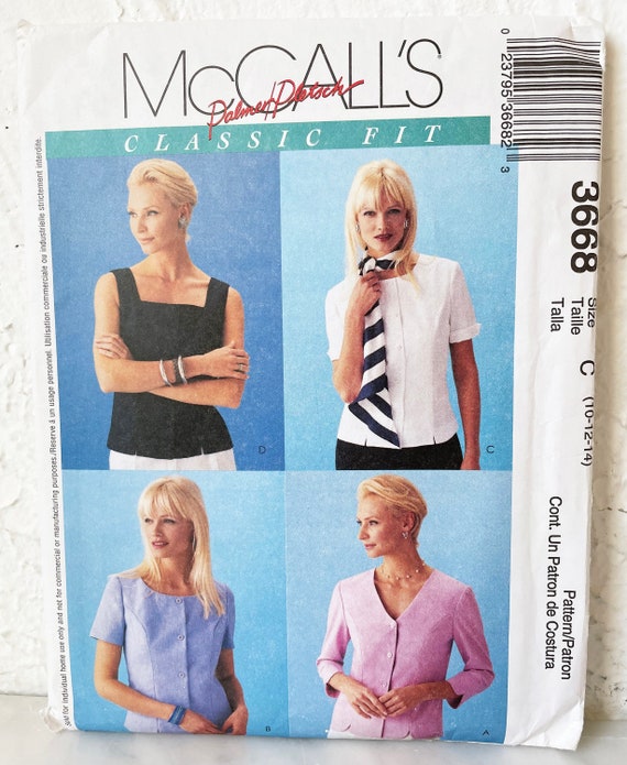 Patrón de costura de corte princesa para blusas de McCall's