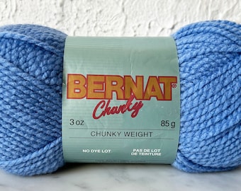 Vintage Bernat Chunky Worsted Weight Acrylic Yarn - 1 Skein Azure Blue #6623