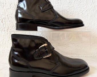 Vintage Florsheim Imperial Guardsman-laars maat 9 zwarte leren monniksband, ongedragen