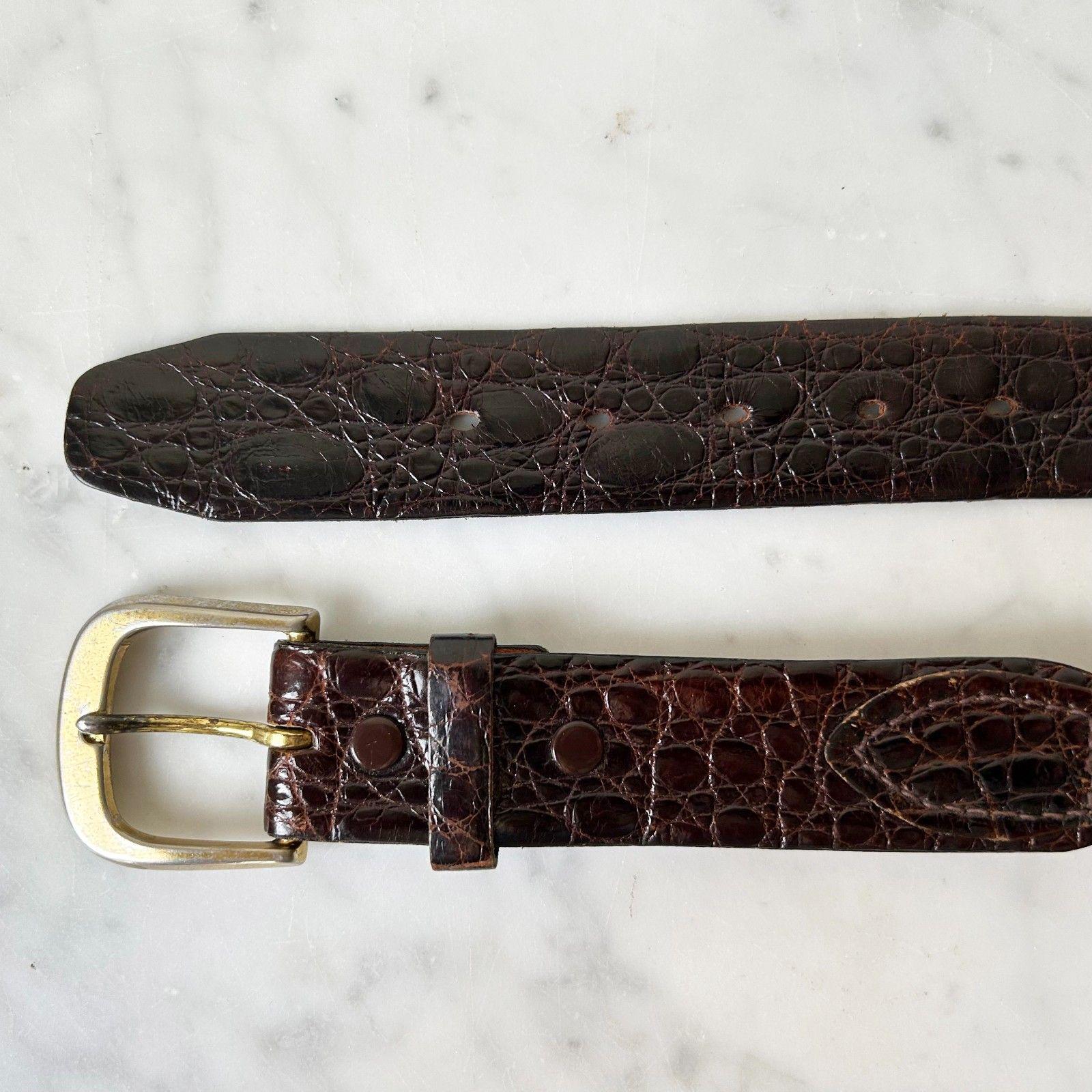 Hickok Brown Genuine Alligator/woven Fabric Belt-brass Buckle