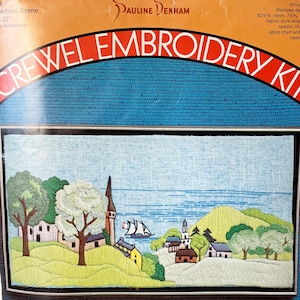 Pauline Denham Crewel Kit Waterfront Scene Vintage 1968 - Opened Package Complete