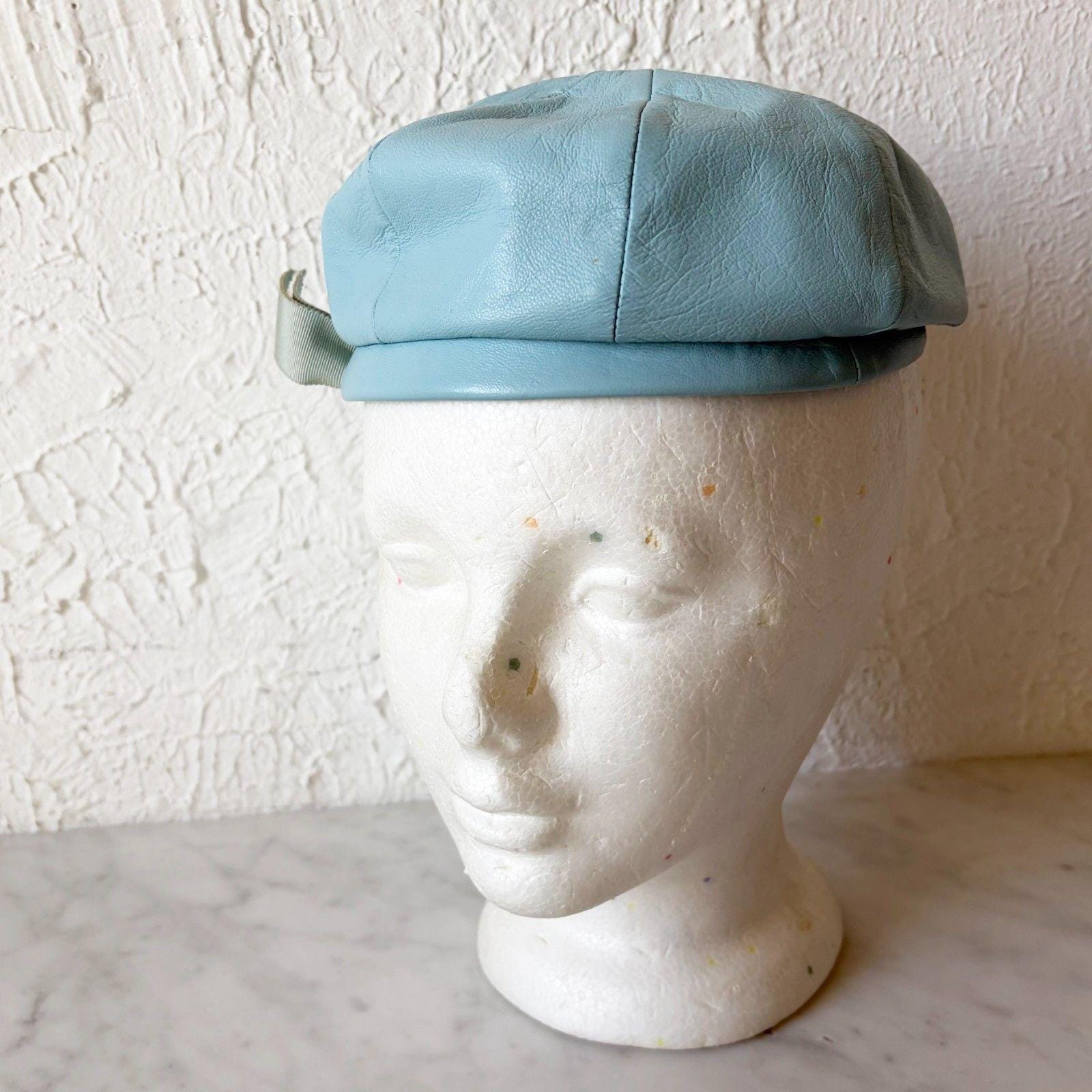 Vintage Blue Leather Newsboy Cap Beret Mod Hat Sanlea Hats New York 70s Newsboy Hat Blue - Etsy Australia main image 3