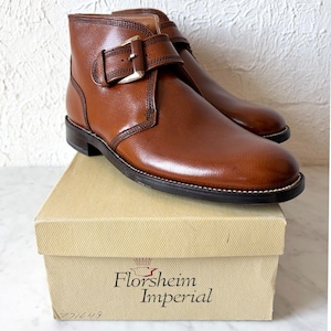 Vintage Florsheim Imperial Guardsman Boot Size 9 Brown Leather Monk Strap Unworn