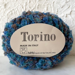 Tahki Torino Italy Boucle Wool Blend Yarn - 1 Ball/Skein Blue Green Brown #1353