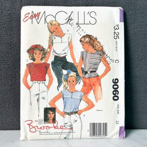 McCall&#39;s Brooke Shields Pullover Top Vintage Sewing Pattern #9060 Girls&#39; Size 12 Uncut