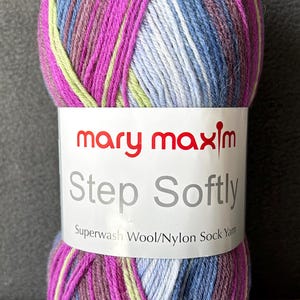 Mary Maxim Step Softly Superwash Wool/Nylon Sock Yarn - 1 Skein Color Vineyard