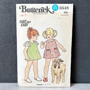Butterick Toddlers' A-Line Dress Vintage Sewing Pattern 3648 Size 1 Uncut