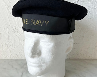Vintage WWII U.S. Navy Wool Beret - Signed Dickey Size 6-7/8