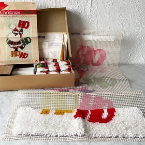 Ho Ho Santa Christmas Latch Hook Kit Vintage Caron - Open & Complete With Hook