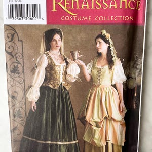 Simplicity Costumes Renaissance Blouse Vest Skirt Hat Pattern 3809 Misses 4-6-8