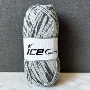 Hilo variegado Ice Yarns Magic Sock Wool Blend - 1 madeja de colores gris sombra