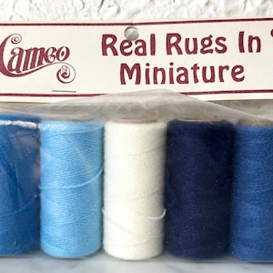 Cameo Real Rugs in Miniature Basic Blues Yarn Pack 5 Spools NEW Old Stock