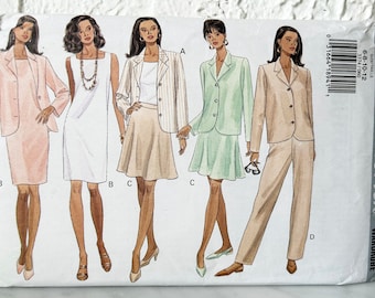 Patrón de vestido, falda, pantalón y chaqueta vintage Butterick 3374, sin cortar, para mujeres de 6 a 12 años
