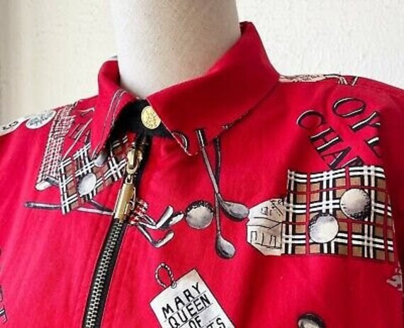 Vintage TAIL Red Scotland St Andrew Golf Print Zip Front