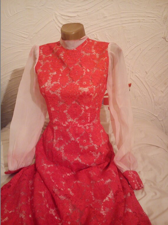 Romantic red lace dress