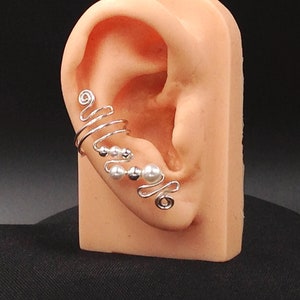 Pair of Ear Cuffs featuring Austrian Pearls and Sterling Silver Wire, non tarnishing. No pierced ears needed