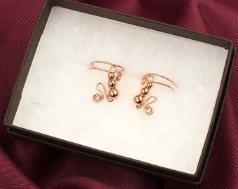 Small Ear Cuffs, 14K Rose Gold Filled Wire and Beads, for small ears or to go with your existing studs or dangling earrings.