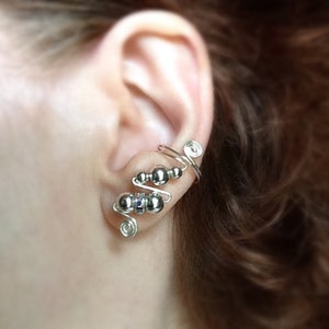 Sterling Silver and Sparkly Crystals Ear Cuffs, pair, with protective coating to prevent sensitivity and tarnishing. Comfortable elegance.