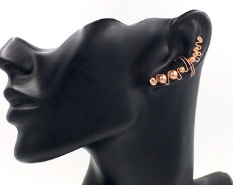 Ear Cuffs with 14K Rose Gold Filled Wire and Rose Gold Austrian Pearls, pair or single, elegance and comfort, no holes needed