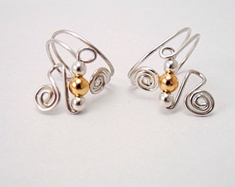 Silver & Gold Small Ear Cuffs that go perfectly with stud or hoop earrings, or simply wear them by themselves and no ear piercings needed