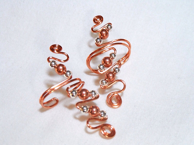rose gold colored no pierced ears necessary pair or single contemporary comfortable shiny edgy Copper and Silver EarCuffs sassy