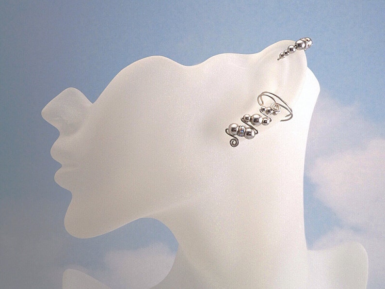 Super Sterling Silver Ear Cuffs, Pair, Comfortable and Enhanced With