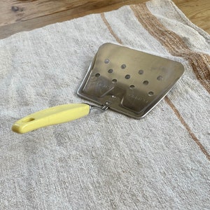 Vintage EKCO USA Stainless Steel Spatula with Yellow Handle / Large Slotted Flipper Lifter Spatula