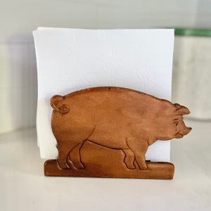 Vintage Wood Pig Farmhouse Napkin Holder / Pig Napkin Holder / Vintage Wood Napkin Holder