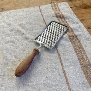 Rare Vintage EKCO USA Metal Grater with Orange Wood Handle, Vintage Cheese Shredder Grater