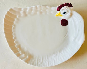 Treasure Craft USA Hen Serving Plate / Vintage Ceramic Hen Hor d'oeuvres Dish or Serving Platter