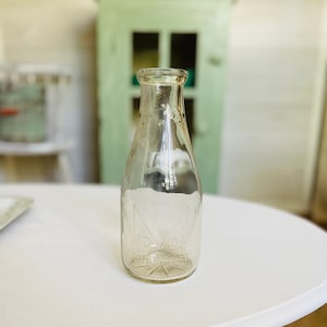 Vintage Glass One Quart Milk Bottle with Dots SCDA &quot;M&quot; / Dairy Farming Collectible Glass Milk Bottle
