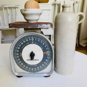 Vintage 1975 PELOUZE Portion Controller Scale / Antique Kitchen Scale by Pelouze / Vintage Rusty Metal Scale