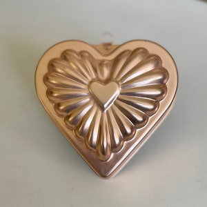 Copper Colored Aluminum HEART Mold 2.75 Cup, Jello, Heart Cake Pan 