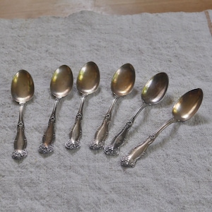W M Rodgers and Sons Silver Spoons / Six Wm Rogers & Son AA SPOONS 1908 Flatware Ornate Floral Pattern