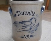 Vintage Stoneware Crock by Rowe Pottery Works, 2 Qt High Jar Danville VA