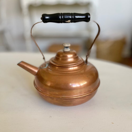 Vintage Copper Kettle With Porcelain Handle Etsy