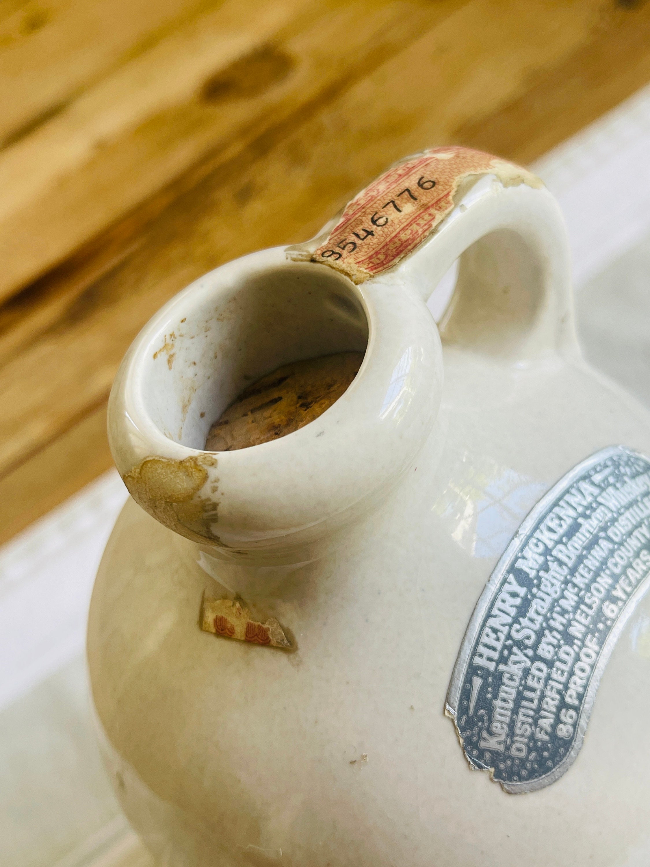 Vintage Stoneware Henry Mckenna Hand Made Kentucky Whiskey Jug 4/5