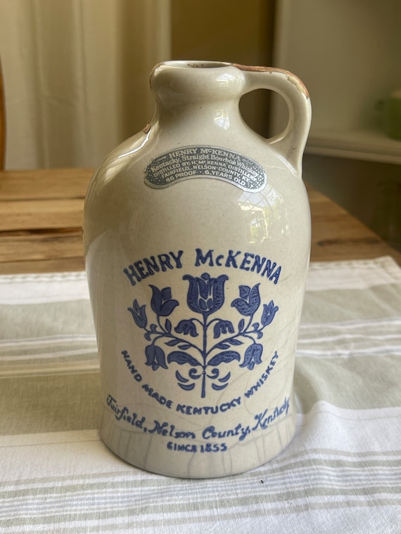 Vintage Stoneware Henry Mckenna Hand Made Kentucky Whiskey Jug 4/5