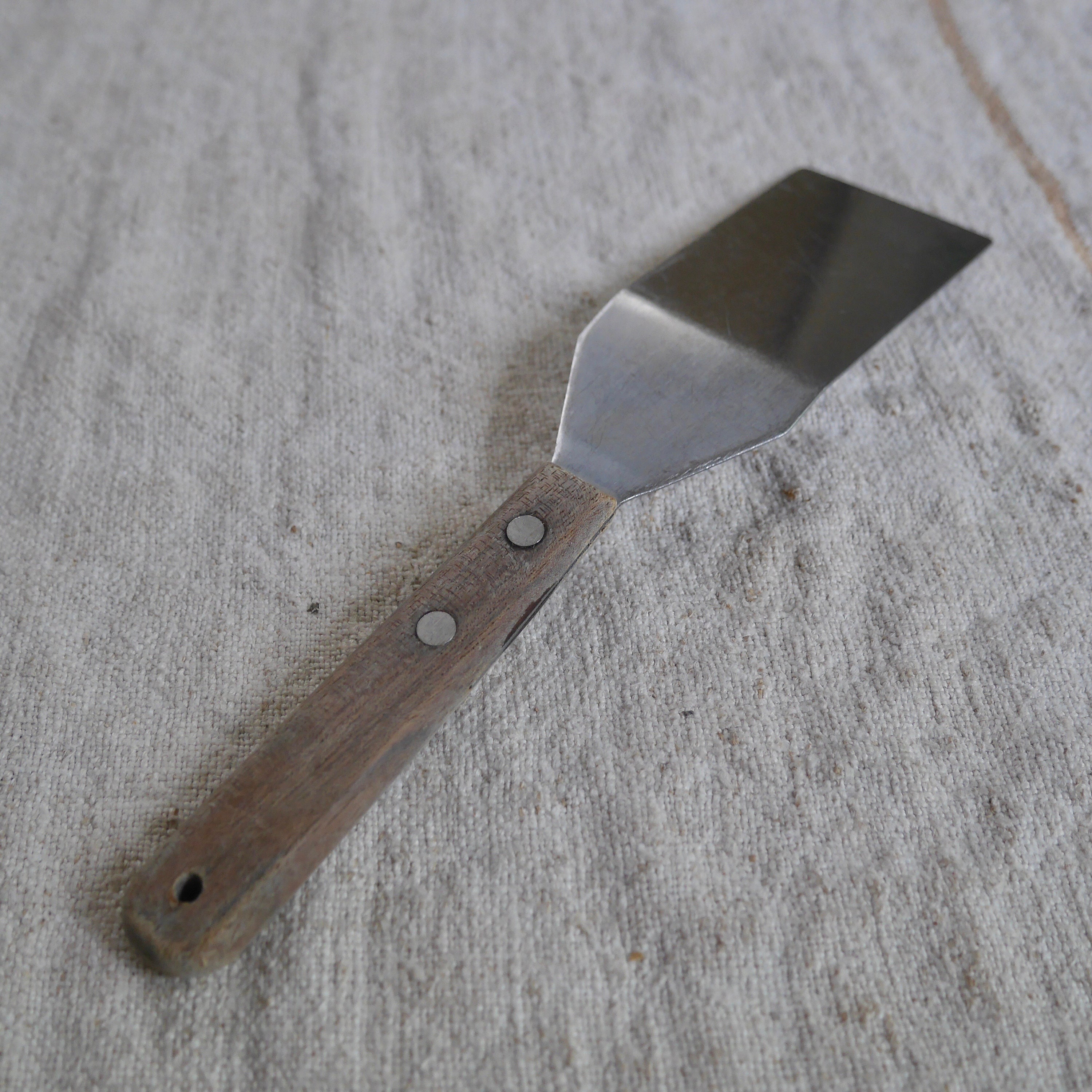 Authentic Vintage Flipper Spatula With Wood Handle / Stainless Steel Spatula  With Wooden Handle Made in Taiwan 