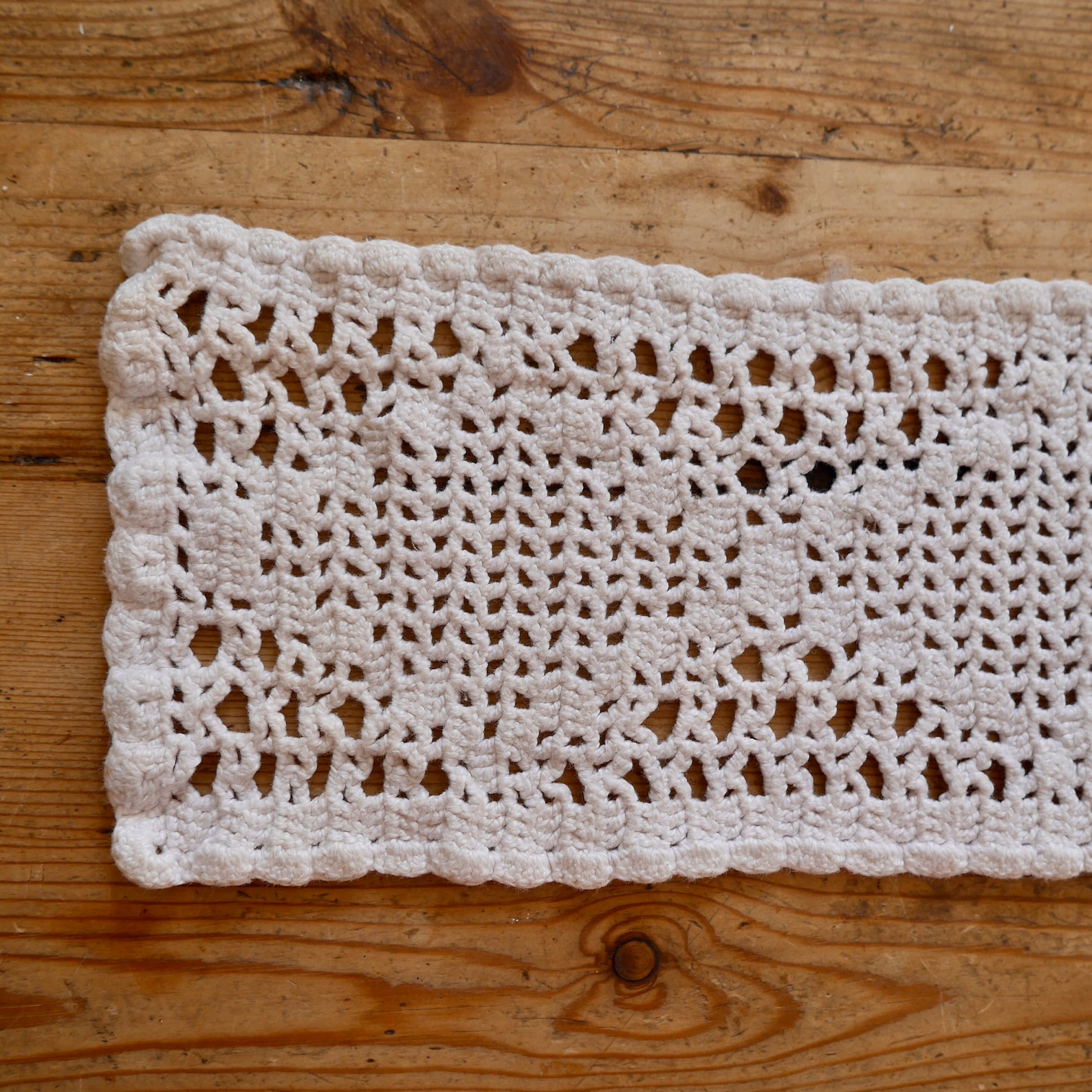 Hand Knit White Table Runner / Vintage Table Runner Etsy