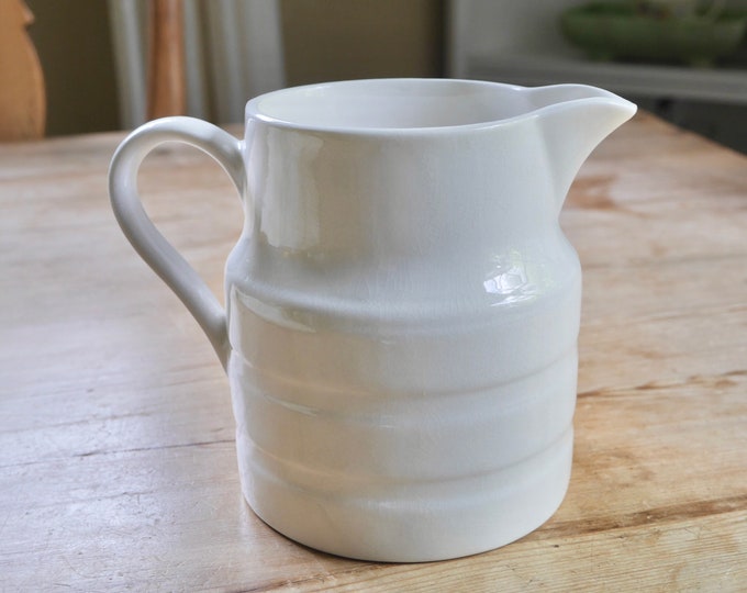 Vintage Lord Nelson Pottery White Banded Ceramic 2 Pint Milk Water Jug ...